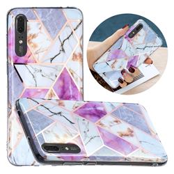 Purple and White Painted Marble Electroplating Protective Case for Huawei P20