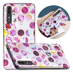 Round Puzzle Painted Marble Electroplating Protective Case for Huawei P20