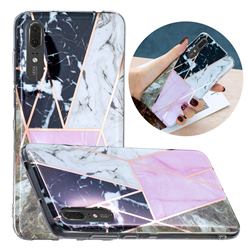 Pink and Black Painted Marble Electroplating Protective Case for Huawei P20