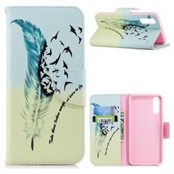 Feather Bird Leather Wallet Case for Huawei P20