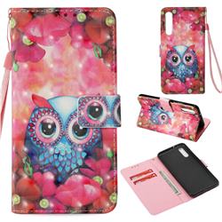 Flower Owl 3D Painted Leather Wallet Case for Huawei P20