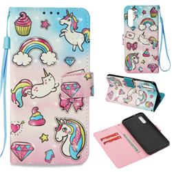 Diamond Pony 3D Painted Leather Wallet Case for Huawei P20