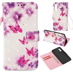 Stamen Butterfly 3D Painted Leather Wallet Case for Huawei P20