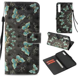 Golden Butterflies 3D Painted Leather Wallet Case for Huawei P20