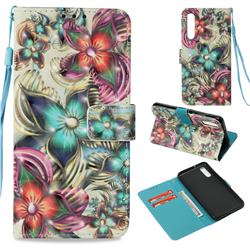 Kaleidoscope Flower 3D Painted Leather Wallet Case for Huawei P20