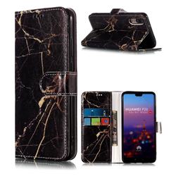 Black Gold Marble PU Leather Wallet Case for Huawei P20