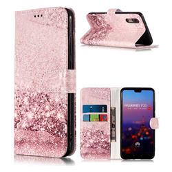 Glittering Rose Gold PU Leather Wallet Case for Huawei P20