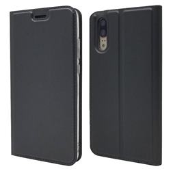 Ultra Slim Card Magnetic Automatic Suction Leather Wallet Case for Huawei P20 - Star Grey