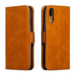 Retro Classic Calf Pattern Leather Wallet Phone Case for Huawei P20 - Yellow