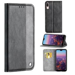Classic Business Ultra Slim Magnetic Sucking Stitching Flip Cover for Huawei P20 - Silver Gray