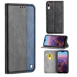 Classic Business Ultra Slim Magnetic Sucking Stitching Flip Cover for Huawei P20 - Blue