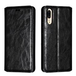 Retro Slim Magnetic Crazy Horse PU Leather Wallet Case for Huawei P20 - Black