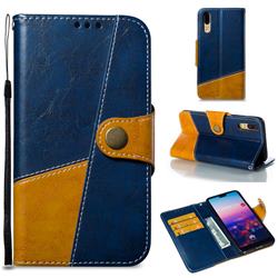 Retro Magnetic Stitching Wallet Flip Cover for Huawei P20 - Blue