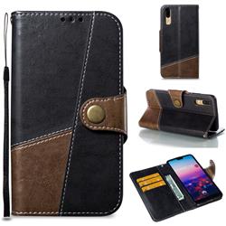 Retro Magnetic Stitching Wallet Flip Cover for Huawei P20 - Dark Gray