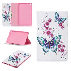 Peach Butterflies Folio Stand Leather Wallet Case for Samsung Galaxy Tab A 8.0 2019 P200 (Tab A Plus 8)