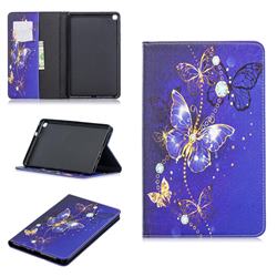 Gold and Blue Butterfly Folio Stand Tablet Leather Wallet Case for Samsung Galaxy Tab A 8.0 2019 P200 (Tab A Plus 8)