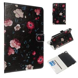 Black Flower Smooth Leather Tablet Wallet Case for Samsung Galaxy Tab A 8.0 2019 P200 (Tab A Plus 8)