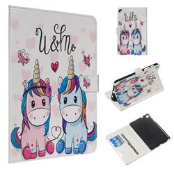 Couple Unicorn Smooth Leather Tablet Wallet Case for Samsung Galaxy Tab A 8.0 2019 P200 (Tab A Plus 8)