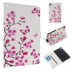 Rose Butterfly Flower Smooth Leather Tablet Wallet Case for Samsung Galaxy Tab A 8.0 2019 P200 (Tab A Plus 8)