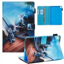 Mirror Cat Matte Leather Wallet Tablet Case for Samsung Galaxy Tab A 8.0 2019 P200 (Tab A Plus 8)
