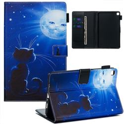 Cat and Moon Matte Leather Wallet Tablet Case for Samsung Galaxy Tab A 8.0 2019 P200 (Tab A Plus 8)