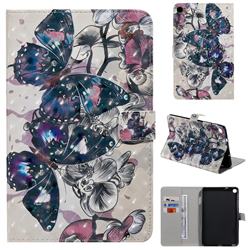 Black Butterfly 3D Painted Tablet Leather Wallet Case for Samsung Galaxy Tab A 8.0 2019 P200 (Tab A Plus 8)