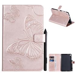 Embossing 3D Butterfly Leather Wallet Case for Samsung Galaxy Tab A 8.0 2019 P200 (Tab A Plus 8) - Rose Gold