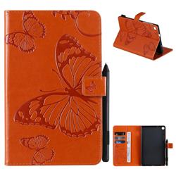 Embossing 3D Butterfly Leather Wallet Case for Samsung Galaxy Tab A 8.0 2019 P200 (Tab A Plus 8) - Orange