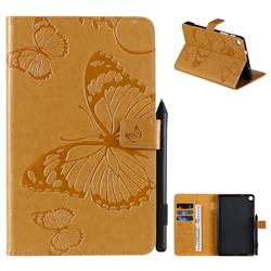 Embossing 3D Butterfly Leather Wallet Case for Samsung Galaxy Tab A 8.0 2019 P200 (Tab A Plus 8) - Yellow