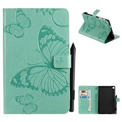 Embossing 3D Butterfly Leather Wallet Case for Samsung Galaxy Tab A 8.0 2019 P200 (Tab A Plus 8) - Green