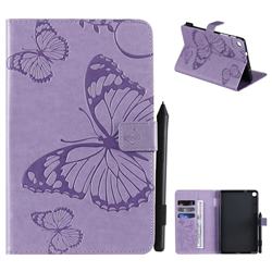 Embossing 3D Butterfly Leather Wallet Case for Samsung Galaxy Tab A 8.0 2019 P200 (Tab A Plus 8) - Purple