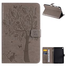 Embossing Butterfly Tree Leather Flip Cover for Samsung Galaxy Tab A 8.0 2019 P200 (Tab A Plus 8) - Grey