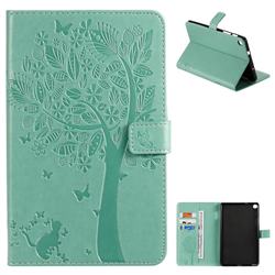 Embossing Butterfly Tree Leather Flip Cover for Samsung Galaxy Tab A 8.0 2019 P200 (Tab A Plus 8) - Cyan