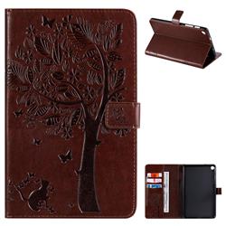 Embossing Butterfly Tree Leather Flip Cover for Samsung Galaxy Tab A 8.0 2019 P200 (Tab A Plus 8) - Brown