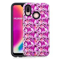 Lotus Flower Pattern 2 in 1 PC + TPU Glossy Embossed Back Cover for Huawei P20 Lite