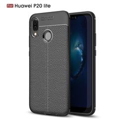 Luxury Auto Focus Litchi Texture Silicone TPU Back Cover for Huawei P20 Lite - Black