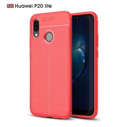 Luxury Auto Focus Litchi Texture Silicone TPU Back Cover for Huawei P20 Lite - Red