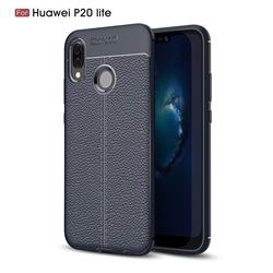 Luxury Auto Focus Litchi Texture Silicone TPU Back Cover for Huawei P20 Lite - Dark Blue