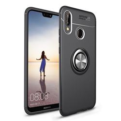 Auto Focus Invisible Ring Holder Soft Phone Case for Huawei P20 Lite - Black