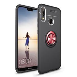 Auto Focus Invisible Ring Holder Soft Phone Case for Huawei P20 Lite - Black Red