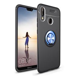 Auto Focus Invisible Ring Holder Soft Phone Case for Huawei P20 Lite - Black Blue
