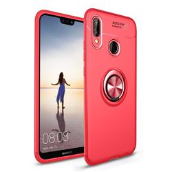 Auto Focus Invisible Ring Holder Soft Phone Case for Huawei P20 Lite - Red