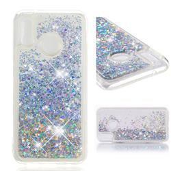 Dynamic Liquid Glitter Quicksand Sequins TPU Phone Case for Huawei P20 Lite - Silver