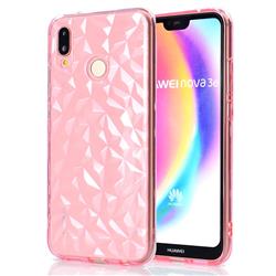Diamond Pattern Shining Soft TPU Phone Back Cover for Huawei P20 Lite - Pink