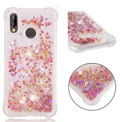 Dynamic Liquid Glitter Sand Quicksand TPU Case for Huawei P20 Lite - Rose Gold Love Heart