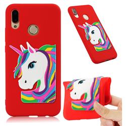 Rainbow Unicorn Soft 3D Silicone Case for Huawei P20 Lite - Red