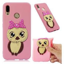 Bowknot Girl Owl Soft 3D Silicone Case for Huawei P20 Lite - Pink