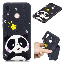 Cute Bear 3D Embossed Relief Black TPU Cell Phone Back Cover for Huawei P20 Lite