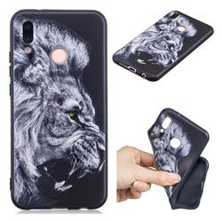 Lion 3D Embossed Relief Black TPU Cell Phone Back Cover for Huawei P20 Lite