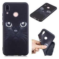 Bearded Feline 3D Embossed Relief Black TPU Cell Phone Back Cover for Huawei P20 Lite